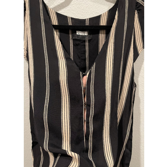 REFORMATION Elton Striped Black Cream Mini Dress - Picture 4 of 5